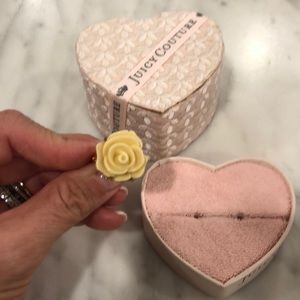 Juicy Couture rose and rhinestone costume ring.